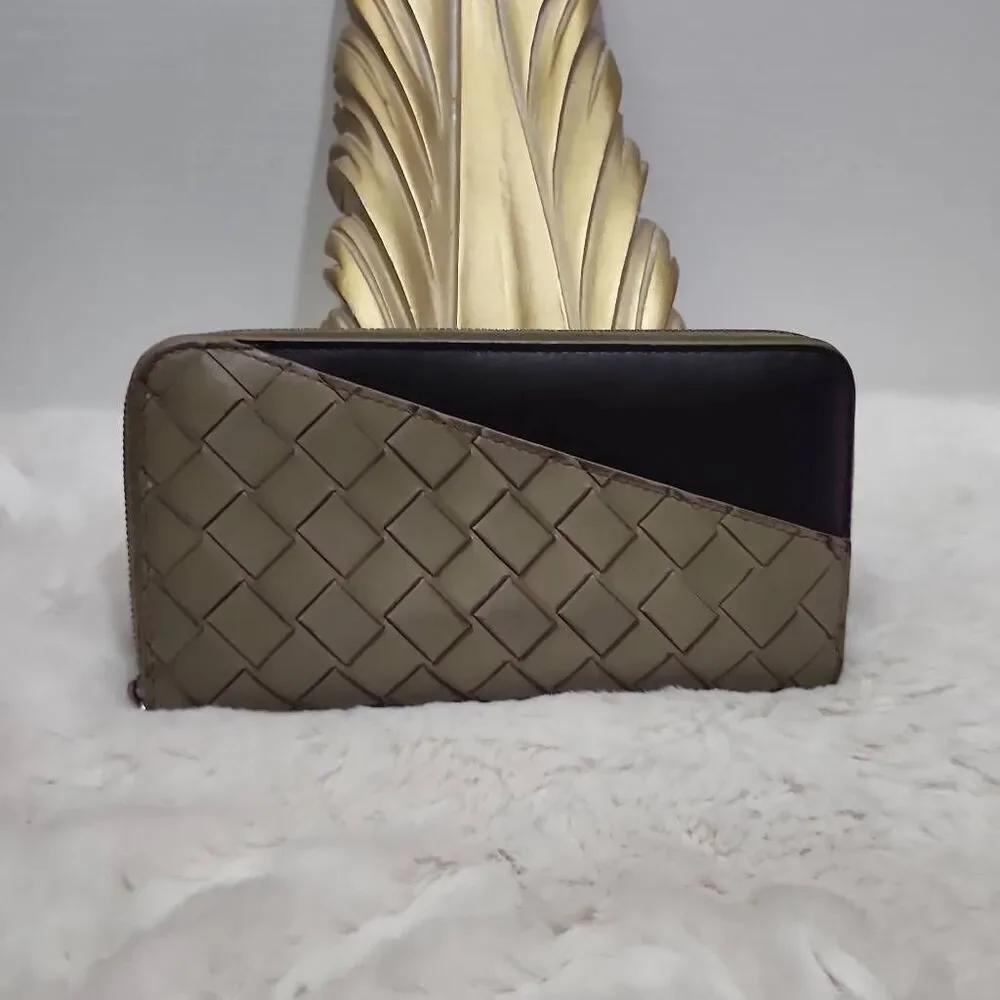 Bottega Veneta Intrecciato Zip-Around Long Wallet.